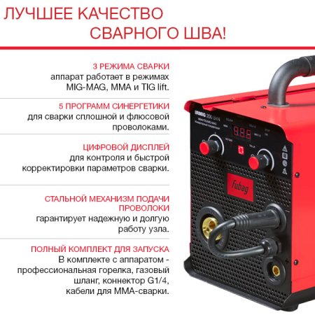 FUBAG Сварочный полуавтомат IRMIG 200 SYN с горелкой 250 А 3 м в комплекте в Ярославле фото