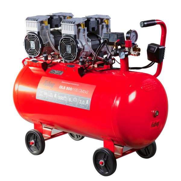 Компрессор воздушный безмасляный малошумный FUBAG OLS 500/100 CM2х2 + Набор пневмоинструмента (5 предметов) в ПОДАРОК в Ярославле фото