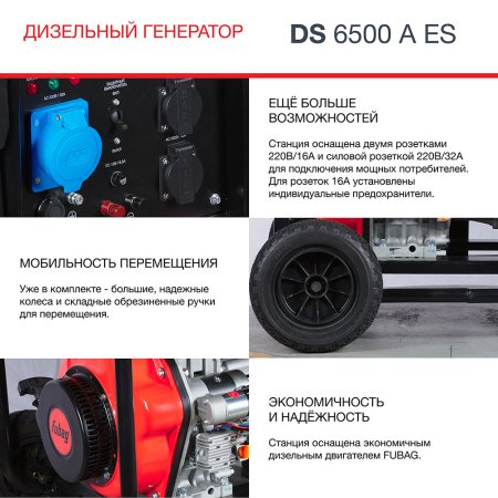 FUBAG Дизельный генератор с электростартером и коннектором автоматики DS 6500 A ES в Ярославле фото