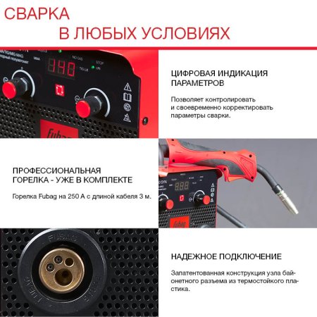 FUBAG Сварочный полуавтомат IRMIG 180 SYN с горелкой 250 А 3 м в комплекте в Ярославле фото