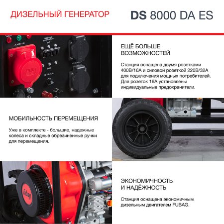FUBAG Дизельный генератор (трехфазный) с электростартером и коннектором автоматики DS 8000 DA ES в Ярославле фото