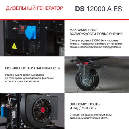 FUBAG Дизельный генератор с электростартером и коннектором автоматики DS 12000 A ES в Ярославле фото