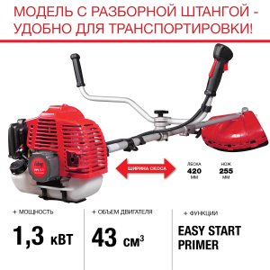 FUBAG Бензиновый триммер FPT 43R + Триммерная леска  сечение витой квадрат L 130 м * 2.4 мм в ПОДАРОК в Ярославле фото