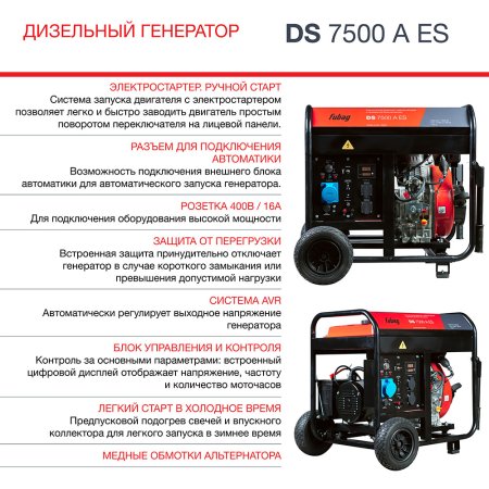 Дизельный генератор FUBAG DS 7500 A ES с электростартером и коннектором автоматики в Ярославле фото